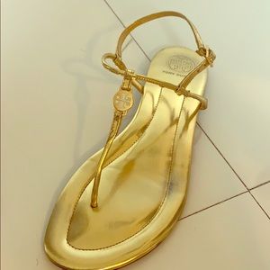 Tory Burch gold beach sandals!
